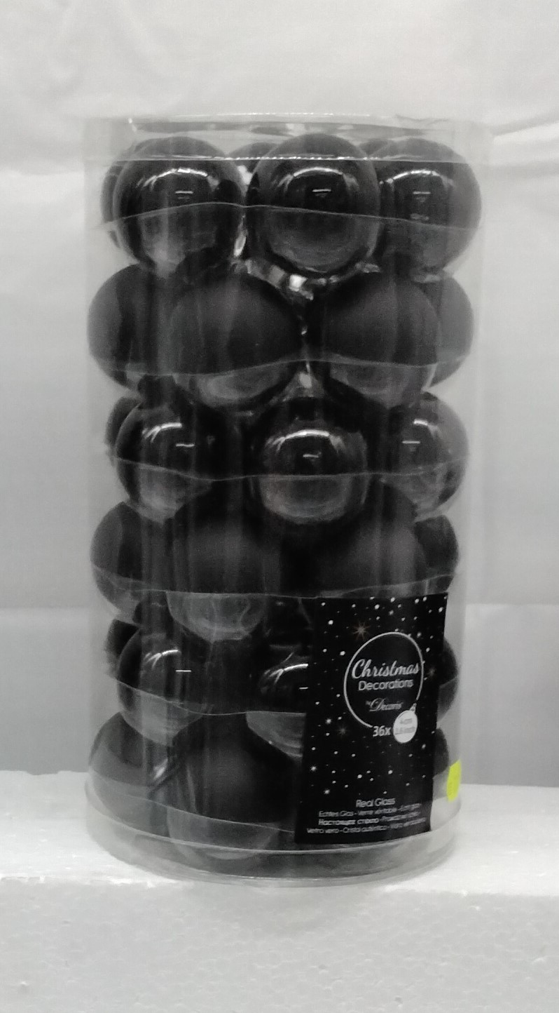 SET 36 PALLINE NERE IN VETRO