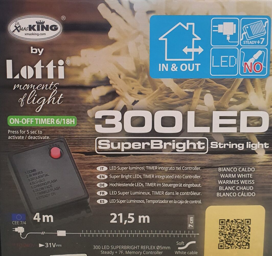 LUCI 300 LED BIANCO CALDO CON FILO BIANCO